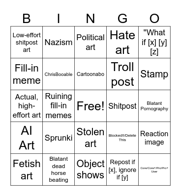 DeviantArt Bingo Card