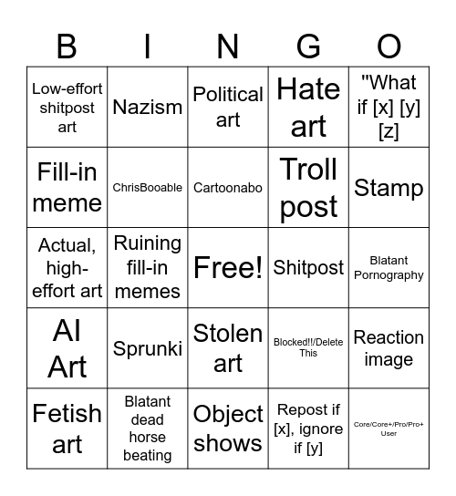 DeviantArt Bingo Card