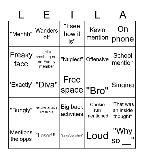 Leila bingo Card