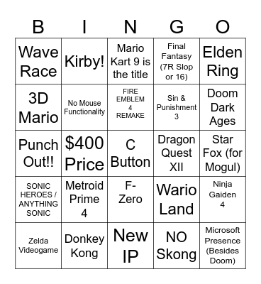 FIRST SWITCH 2 DIRECT BINGO!!! Bingo Card