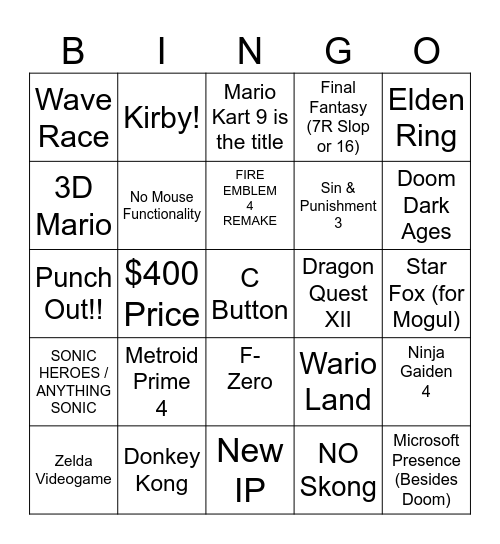 FIRST SWITCH 2 DIRECT BINGO!!! Bingo Card