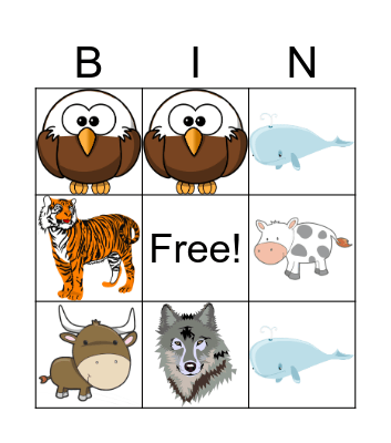 Wild Animal Bingo Card