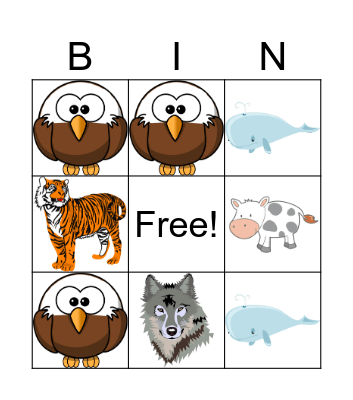 Wild Animal Bingo Card