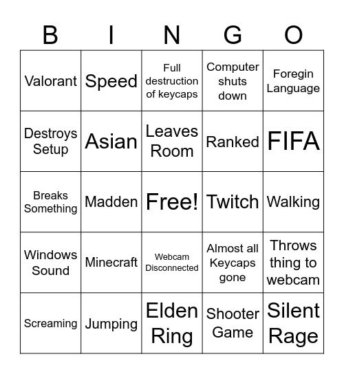 aaaaaa Bingo Card