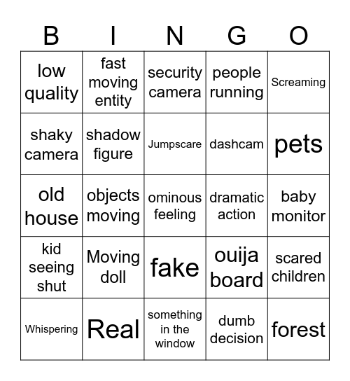 Spook Bingo Card
