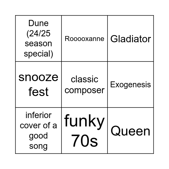 Ice Skating Music Bingo Card