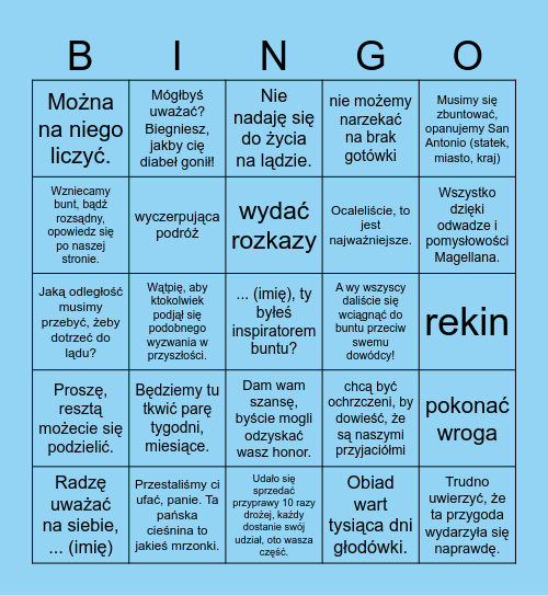 Wyprawa Magellana Bingo Card