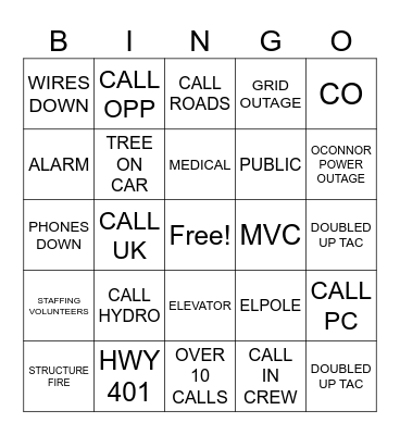 ICE STORM BINGO Card