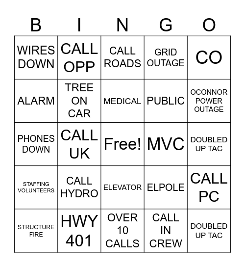 ICE STORM BINGO Card