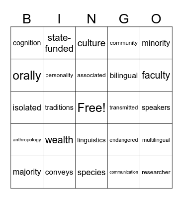 BINGO Card