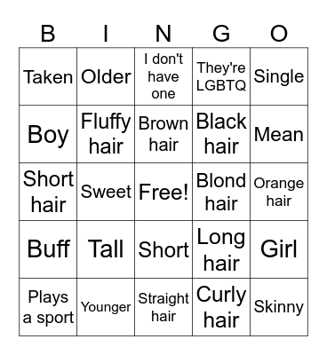Crush Bingo Card