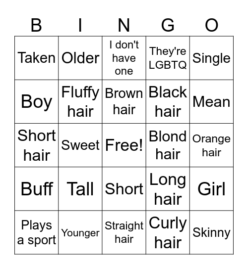 Crush Bingo Card