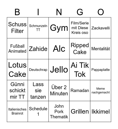 TT Bingo Card