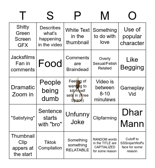 SSSniperwolf Bingo Card