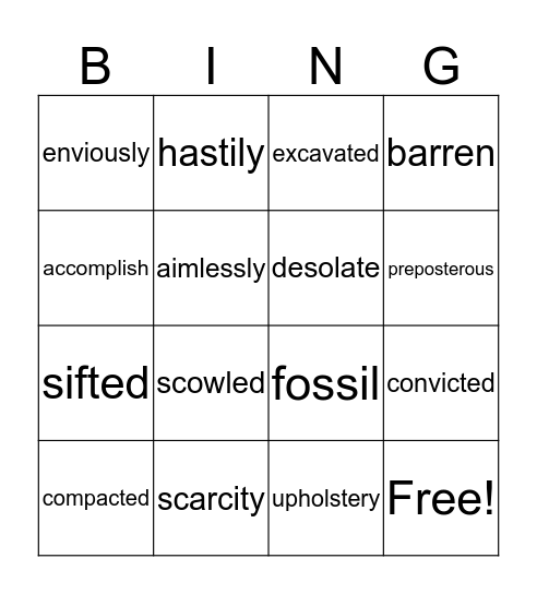 Holes Bingo Card