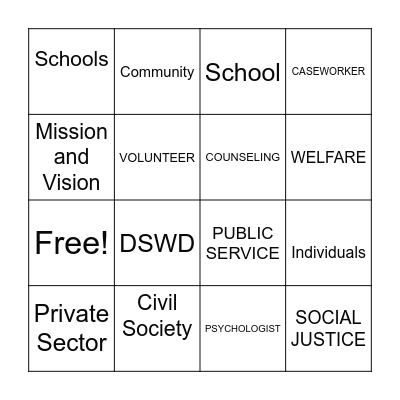 SOCIAL WORK Bingo Card
