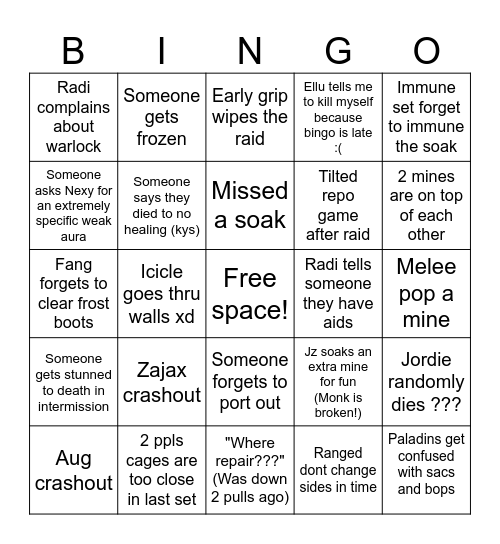Cope Mug'zee! Bingo Card