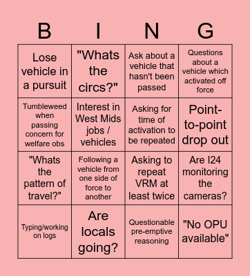 OPU BINGO Card