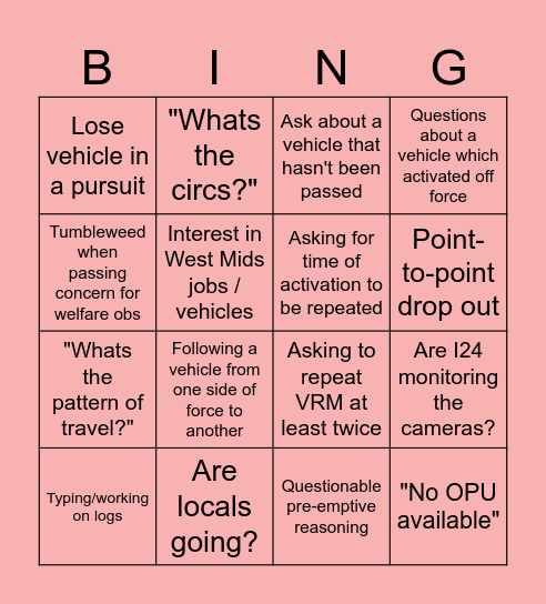 OPU BINGO Card