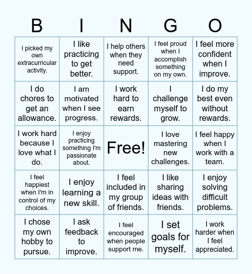 SELF-DETERMINATION BINGO Card