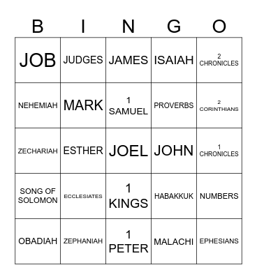 BIBLE BINGO Card