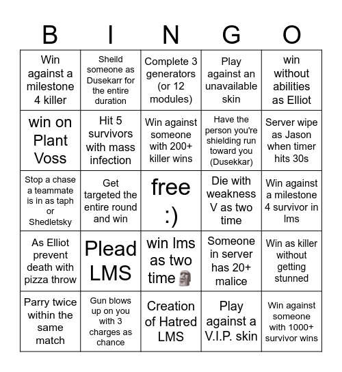 Forsaken Bingo! Bingo Card