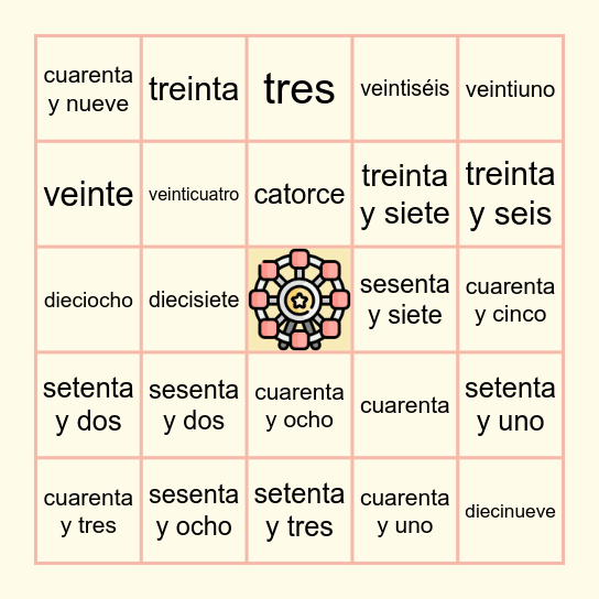 Numeros Cardinales Bingo Card