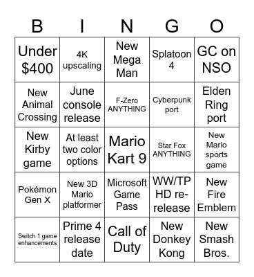 Switch 2 Direct Bingo Card