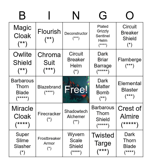 TE Basil Bingo Snarbolax Edition Bingo Card