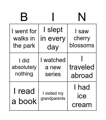 After spring holidays Bingo Card