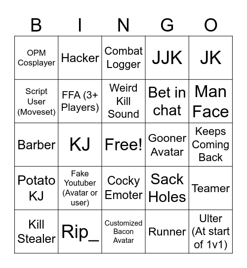 the tsb bingo (pt 2) Bingo Card