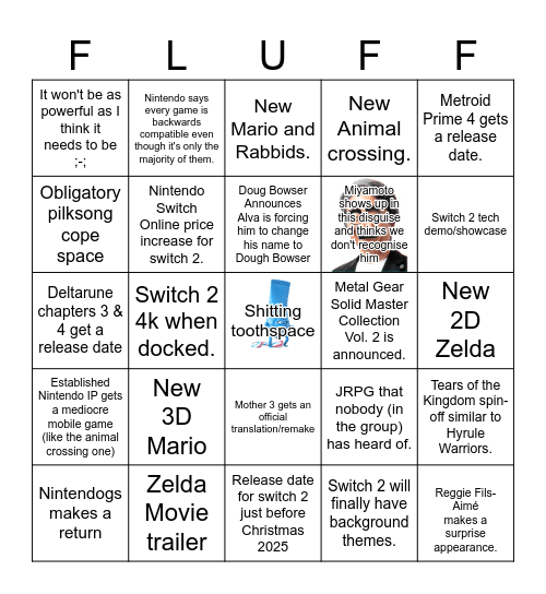 Fluffy Flingo Bingo Card