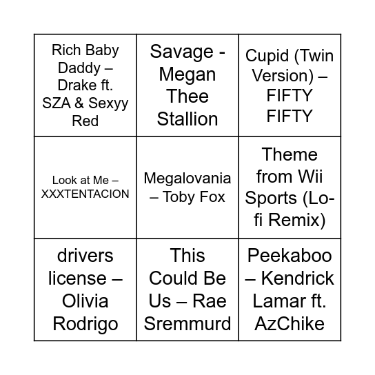 Game Six Bingo Card