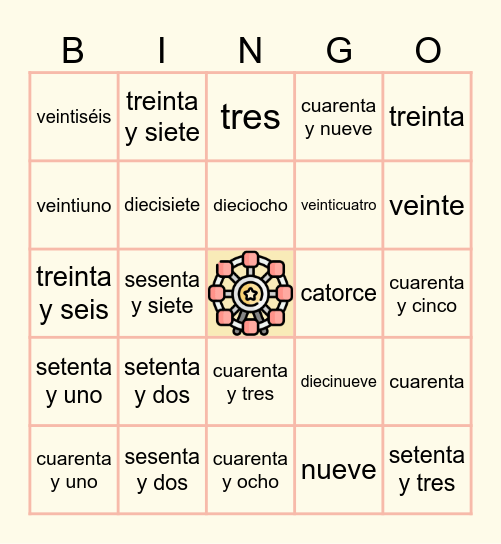Numeros Cardinales Bingo Card