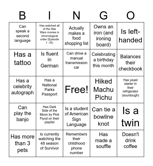 Woodwell Staff BINGO Card