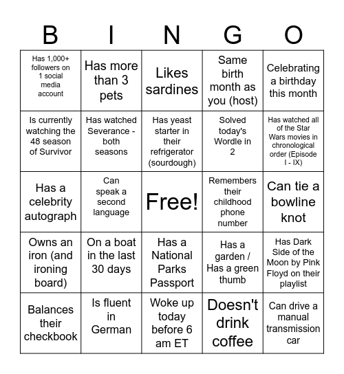 Woodwell Staff BINGO Card