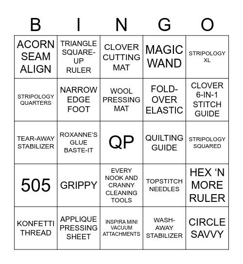 QUILTY PLEASURES RETREAT 2025 Bingo Card