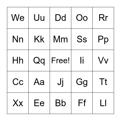 Alphabet Bingo Card