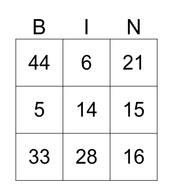 Time Tables Challenge Bingo Card