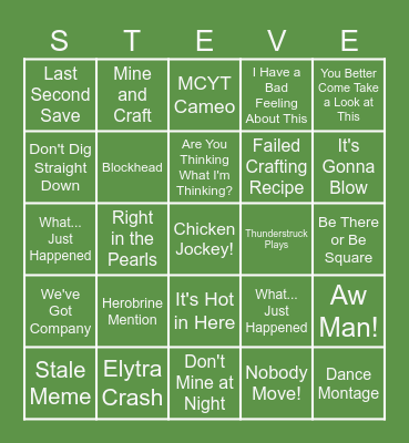 Minecraft Movie Bingo! Bingo Card