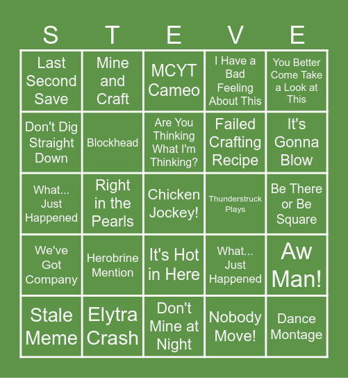 Minecraft Movie Bingo! Bingo Card