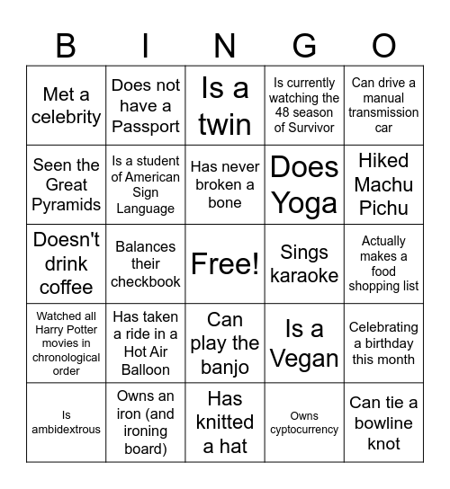 Woodwell Staff BINGO Card