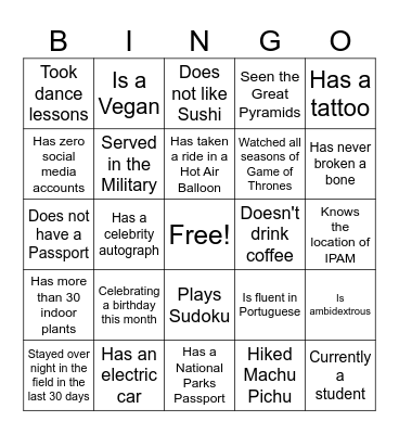 Woodwell Staff BINGO Card
