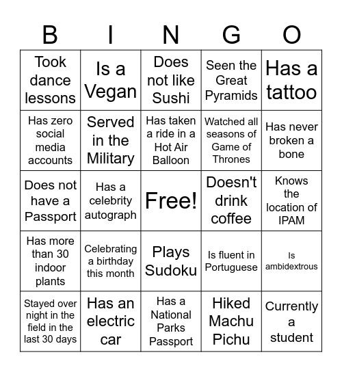 Woodwell Staff BINGO Card