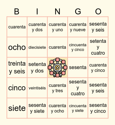Numeros Cardinales Bingo Card