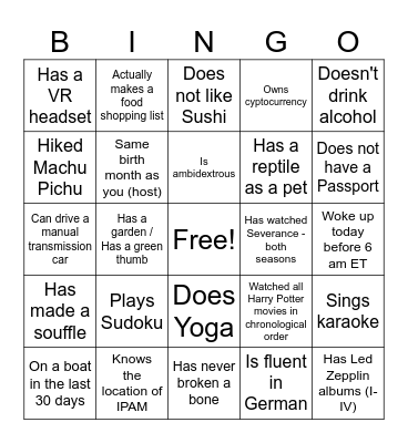 Woodwell Staff BINGO Card