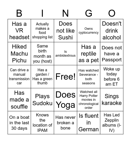 Woodwell Staff BINGO Card