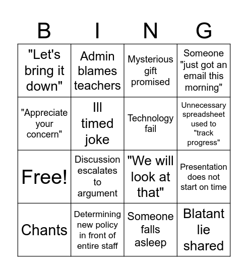 PD Bingo Card