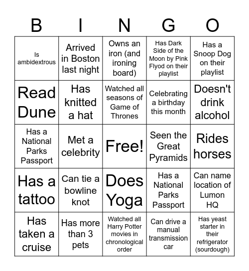 Woodwell Staff BINGO Card