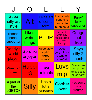 Jollytok :3 Bingo Card